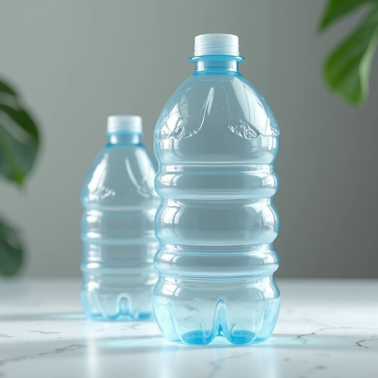 Garrafa PET reciclada com bordas lisas e limpas, demonstrando uma técnica de corte segura e eficaz.