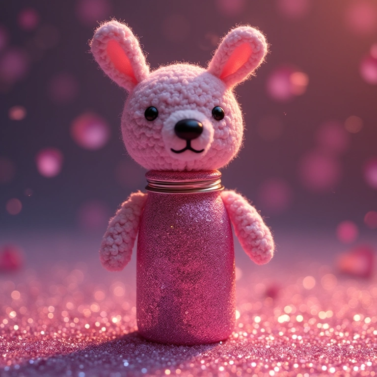 Garrafas decoradas com glitter e detalhes em crochê, glamour e brilho para um toque especial.