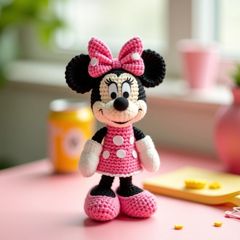 Garrafinha da Minnie com apliques de EVA.