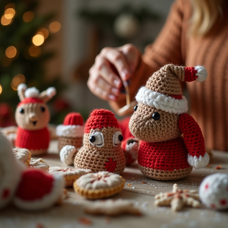 Guia prático de como fazer lembrancinhas de Natal de amigurumi com caixas de leite.