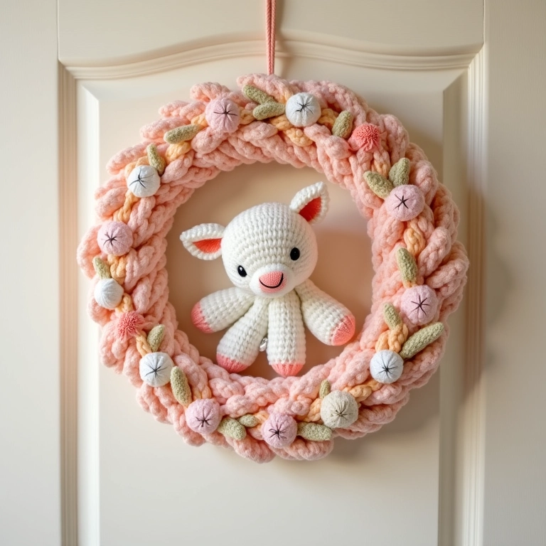 Guirlanda da Galinha Pintadinha em amigurumi para porta de maternidade.