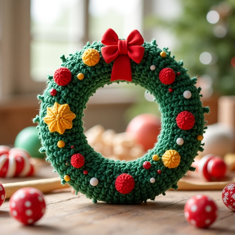 Guirlanda de crochê com doces de amigurumi.