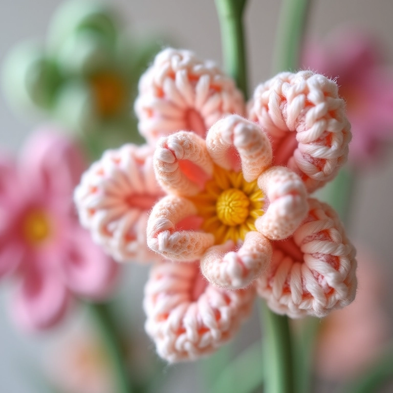 Guirlanda de crochê com tema de flores.