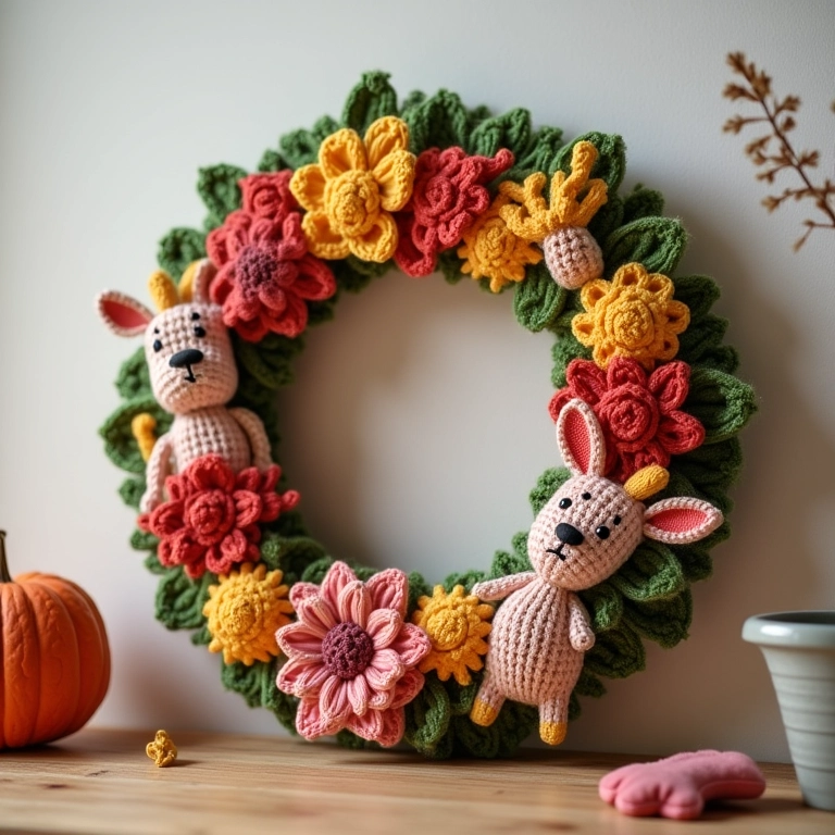 Guirlanda de crochê inspirada em feltro.