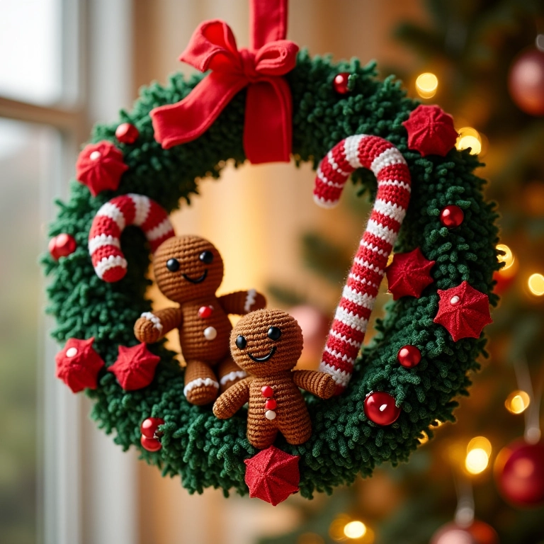 Guirlanda de doces e guloseimas em amigurumi.