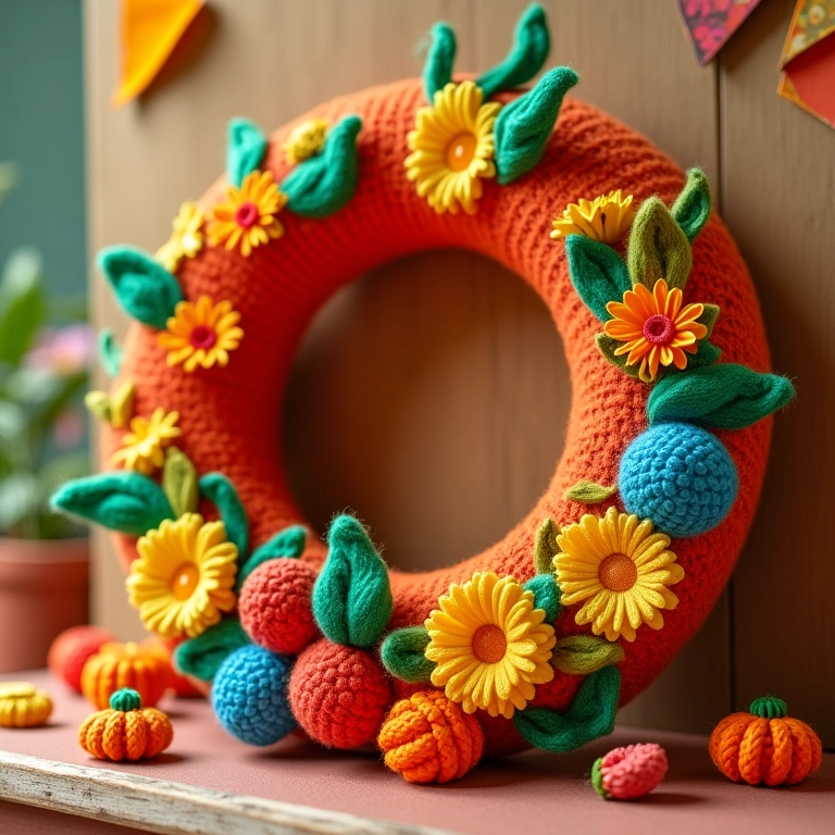Guirlanda de feltro junina em amigurumi, bandeirinhas e milho.