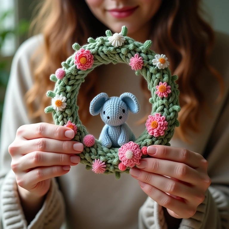 Guirlanda de fotos em amigurumi.