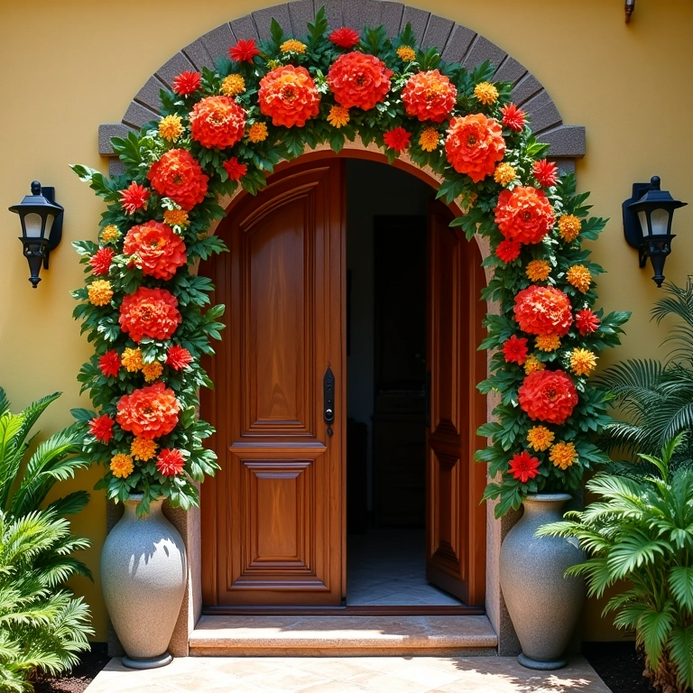 Guirlanda de fuxico charmosa na porta.