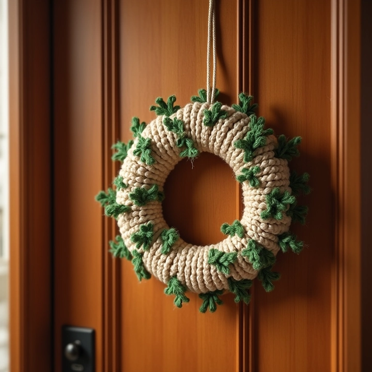 Guirlanda de fuxico de crochê para decoração.