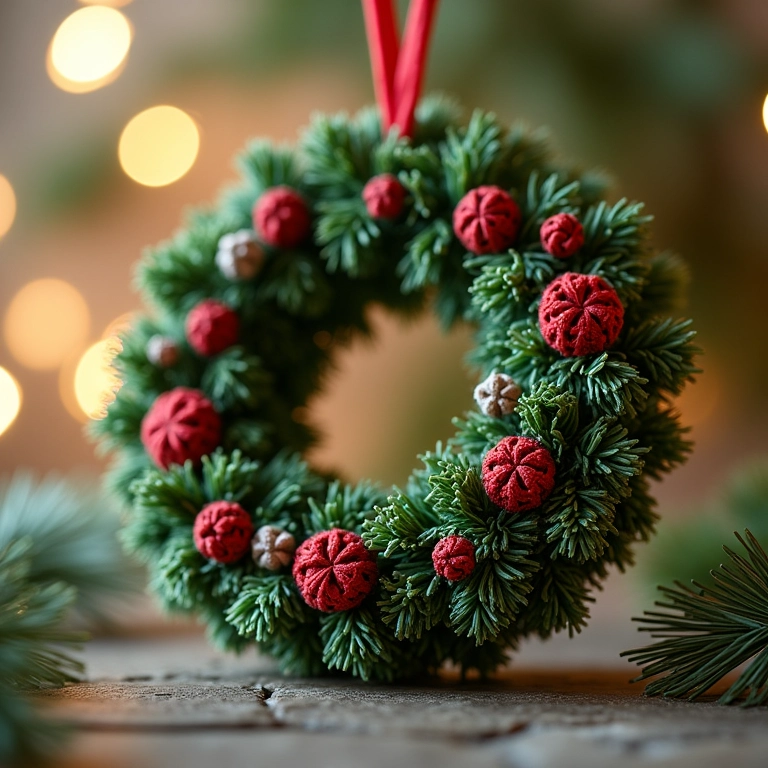 Guirlanda de Natal de amigurumi com pinhas.