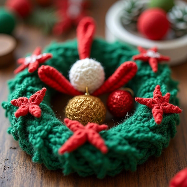 Guirlanda de Natal em crochê com amigurumis reciclados.