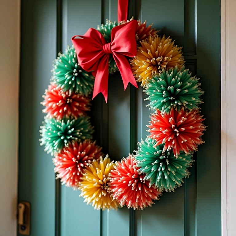 Guirlanda de Natal feita de papel colorido.