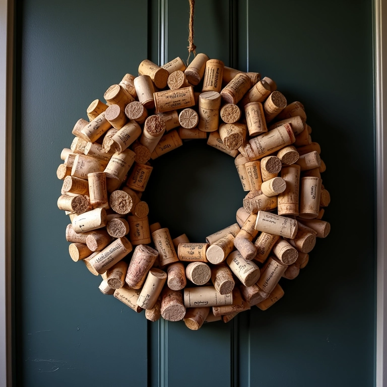 Guirlanda de Natal original feita com rolhas de vinho.