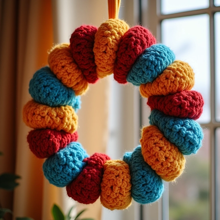 Guirlanda de pompons de lã em amigurumi.