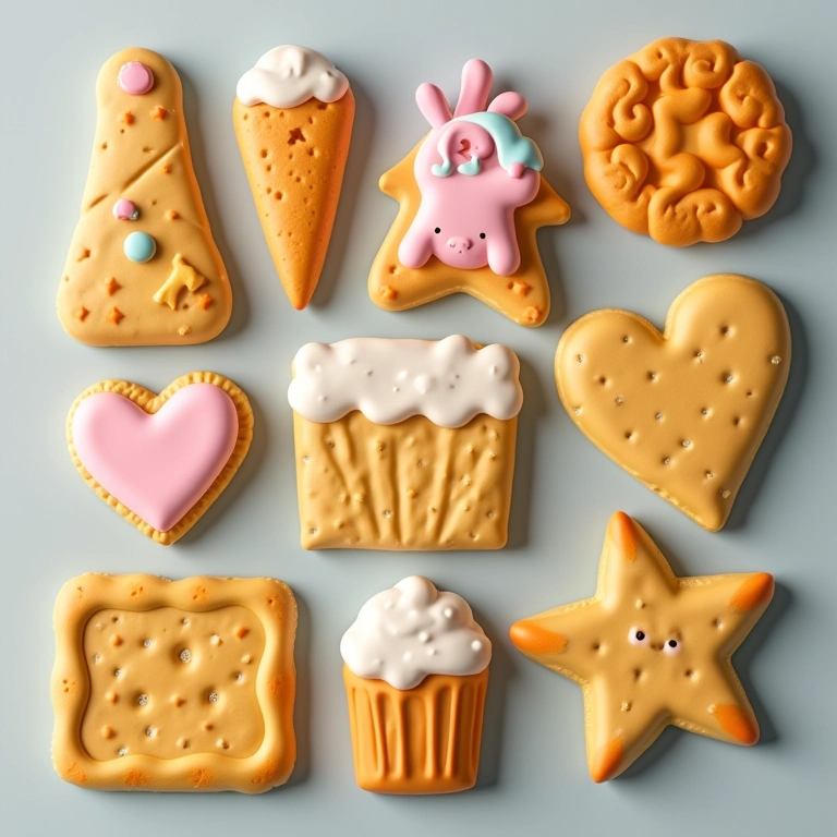 Imãs de geladeira em biscuit com tema de batizado, cores vibrantes e design divertido.