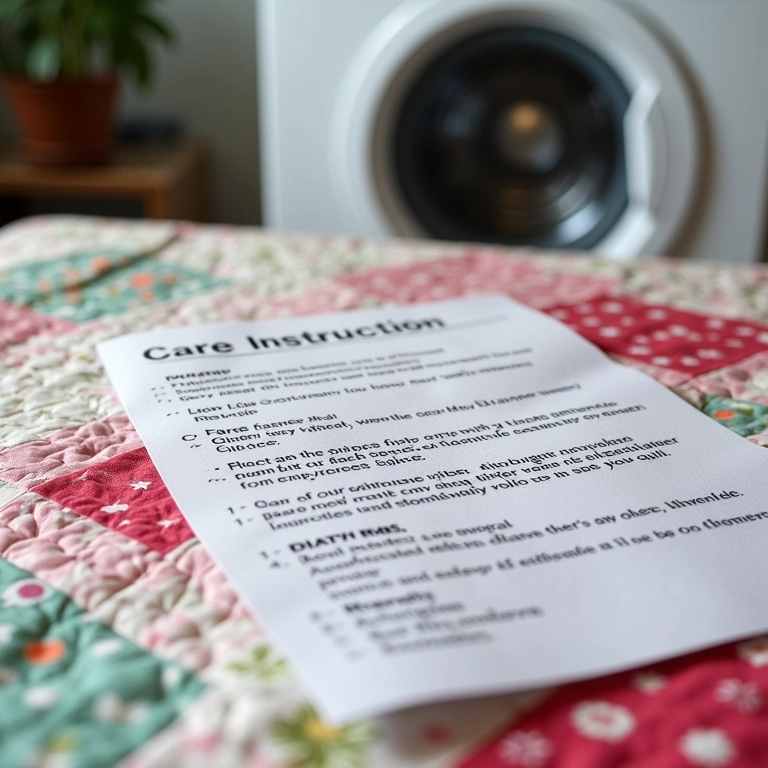 Instruções de lavagem em uma etiqueta de colcha 'jelly roll'.