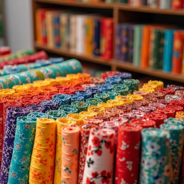 'Jelly rolls' de qualidade em uma loja de tecidos no Brasil.