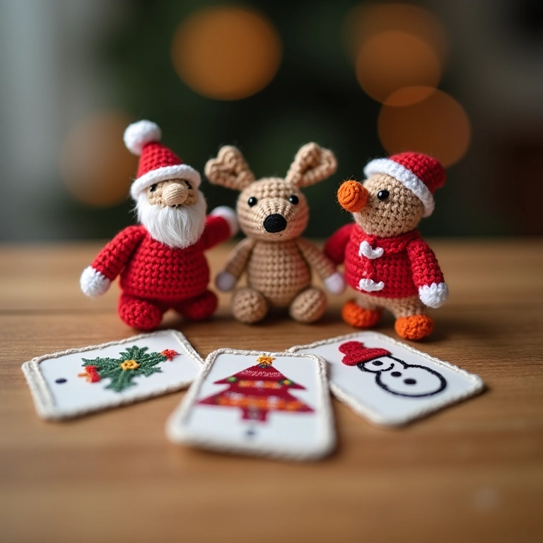 Jogo da Memória temático de Natal em amigurumi.