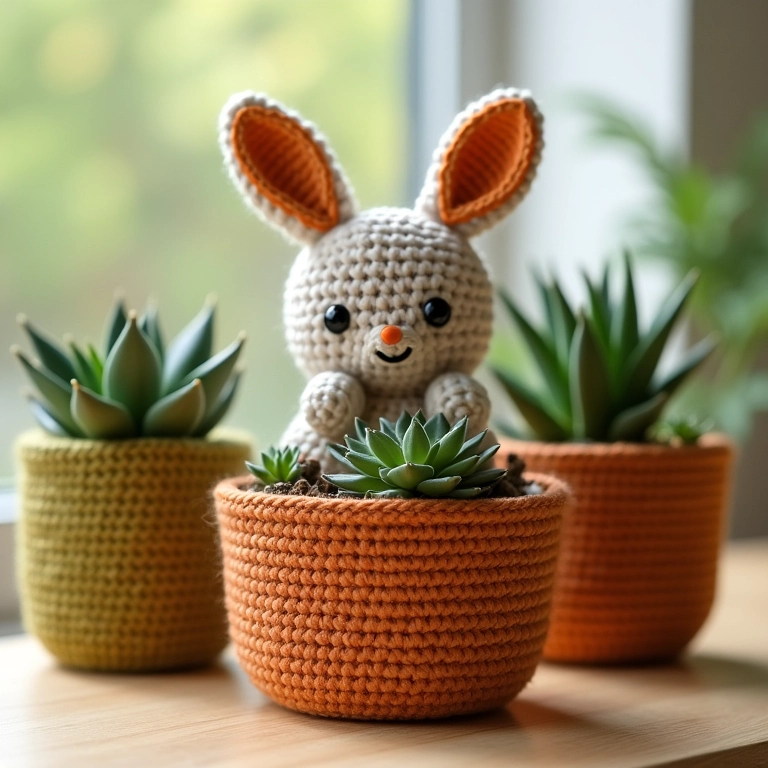 Latas decorativas com amigurumis.