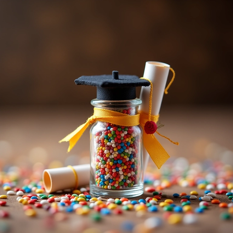 Lembrancinha de formatura garrafinha: Ideia Lembrancinha de formatura: Garrafinha com confetes e mini diploma.