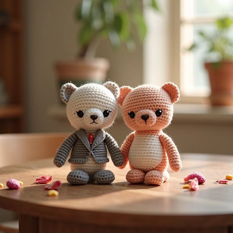 Lembrancinhas de casamento em crochê amigurumi, tema de amor.