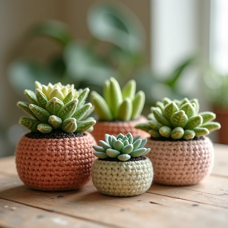 Lembrancinhas de casamento: mini suculentas de crochê.