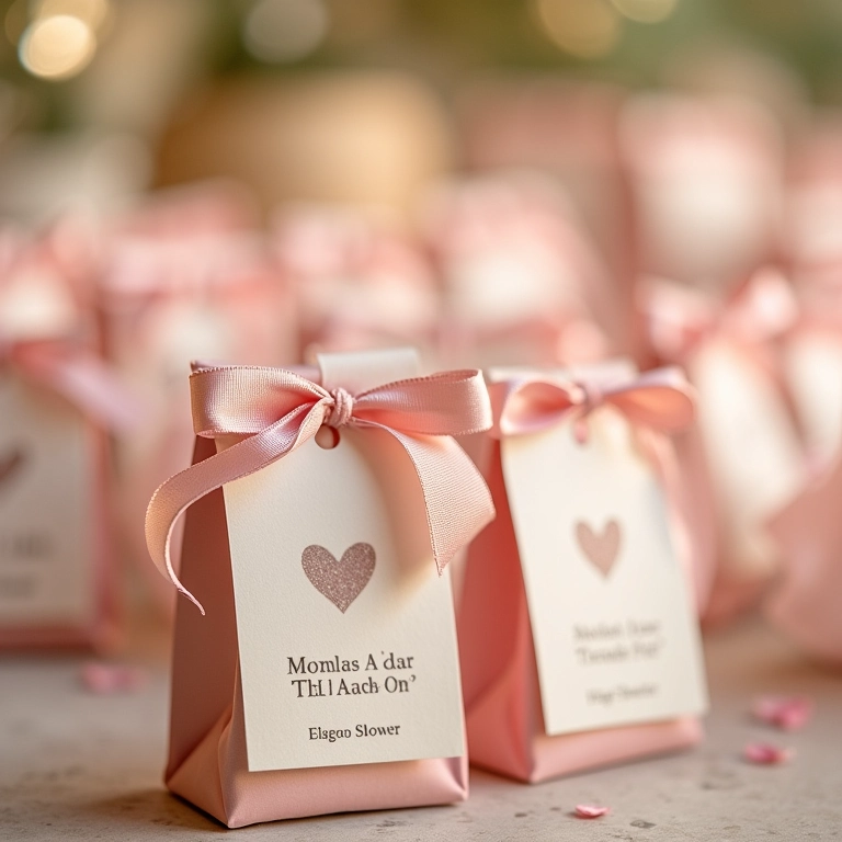 Lembrancinhas inesquecíveis com tags personalizadas.