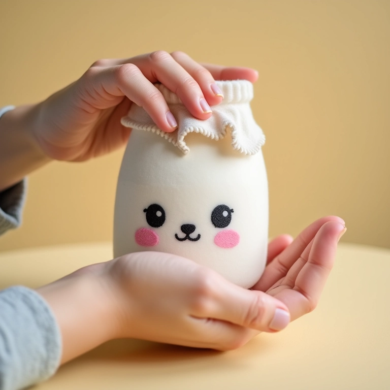 Limpeza de vaso de crochê de caixa de leite.