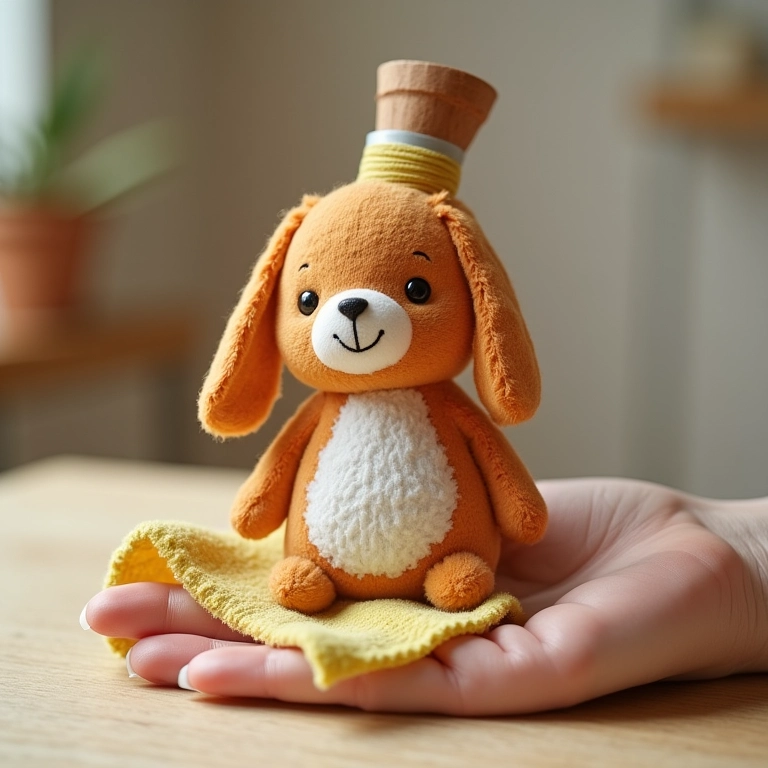 Limpeza suave de amigurumi de garrafa com decoupage.