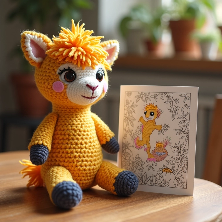 Livro de colorir personalizado com amigurumi da Galinha Pintadinha.