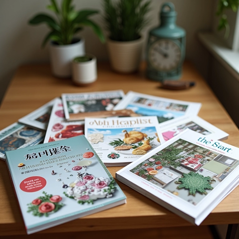 Livros e revistas com ideias de artesanato com CD.