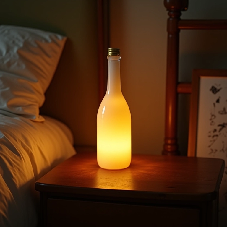 Luminária charmosa feita com garrafa de vidro reciclada.