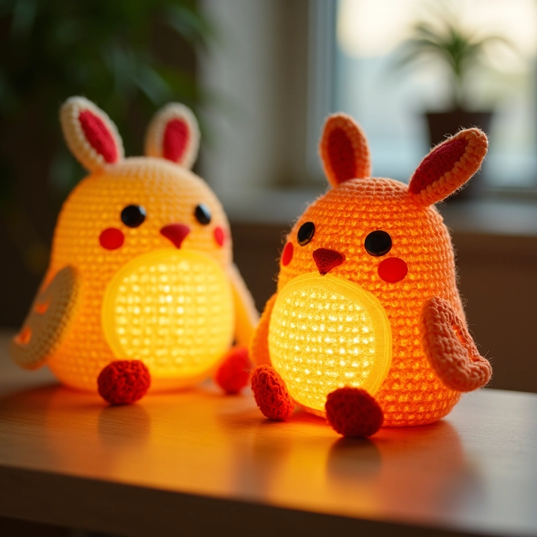 Luminárias de amigurumi com latas de alumínio.