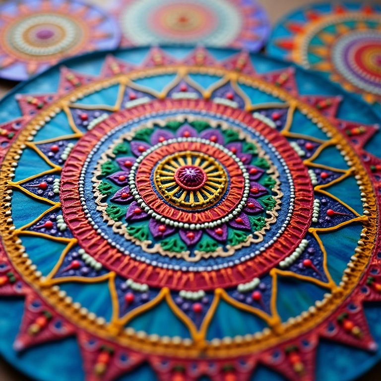 Enfeites com CD usados: mandalas e móbiles Mandalas coloridas feitas com CDs reciclados, pintura vibrante.