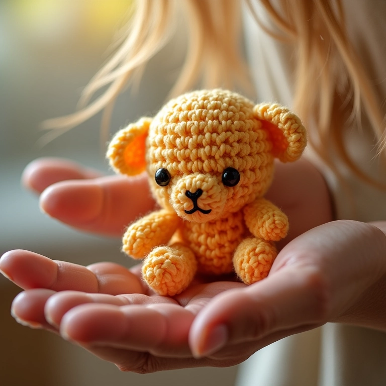 Mão limpando um amigurumi com um pano suave.