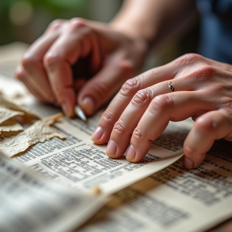 Mãos aplicando cola Cascorez Extra em tiras de jornal para cesto.