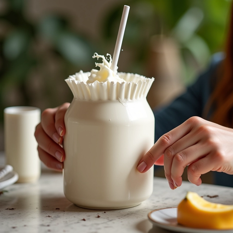 Mãos criando artesanato com caixinhas de leite, passo a passo.
