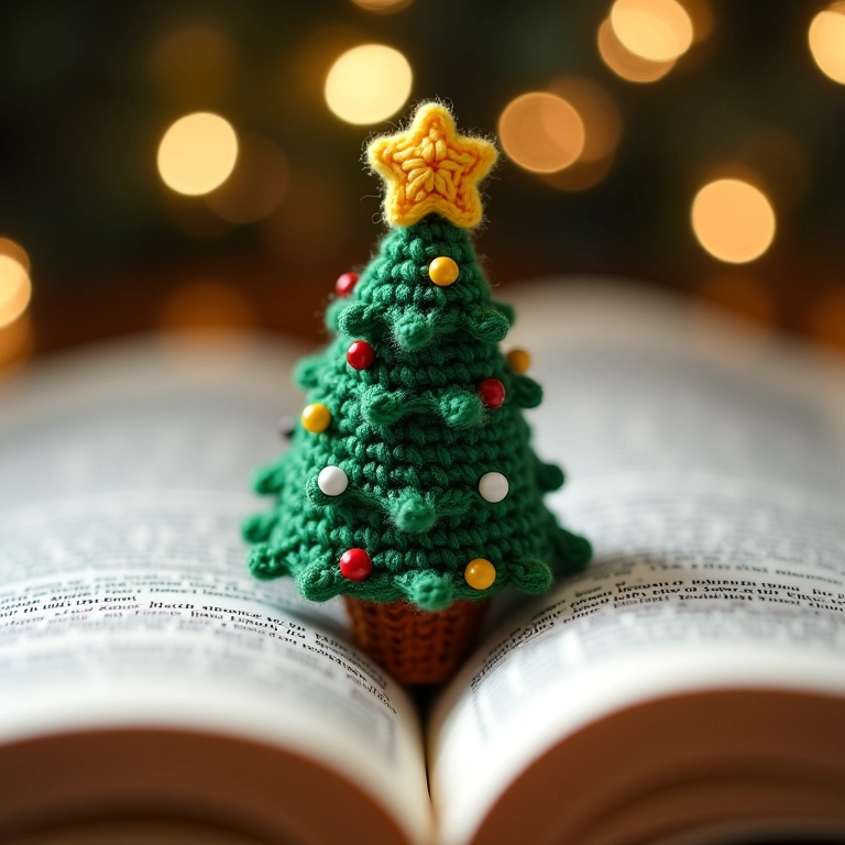 Marcador de livro temático de Natal em amigurumi.