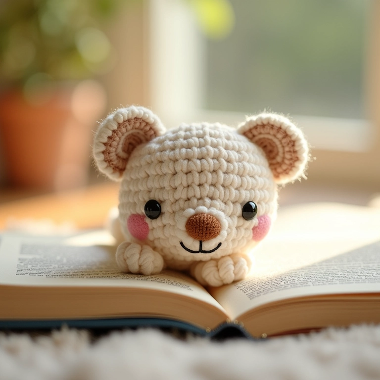 Marcador de página em amigurumi para lembrancinha de maternidade.