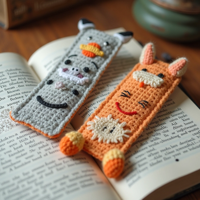 Marcadores de página criativos em amigurumi.