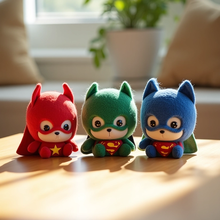 Máscaras de super-heróis em amigurumi para lembrancinha infantil.