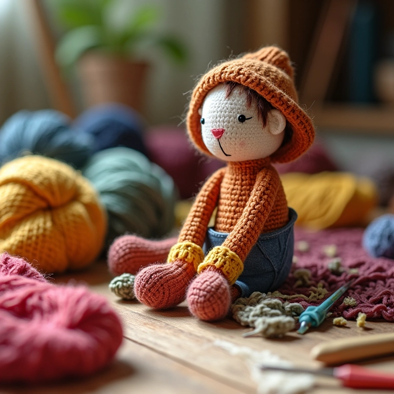 Materiais essenciais para começar a fazer bonecas de crochê.