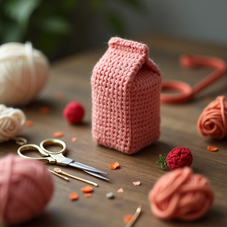 Materiais necessários para criar uma carteira de caixa de leite em crochê.