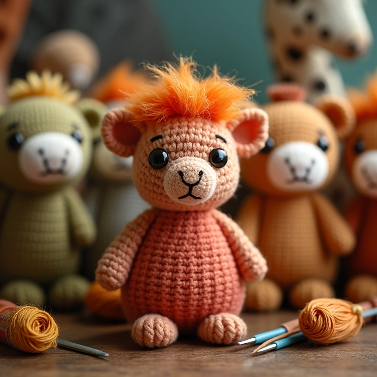 Materiais para fazer lembrancinhas de amigurumi.