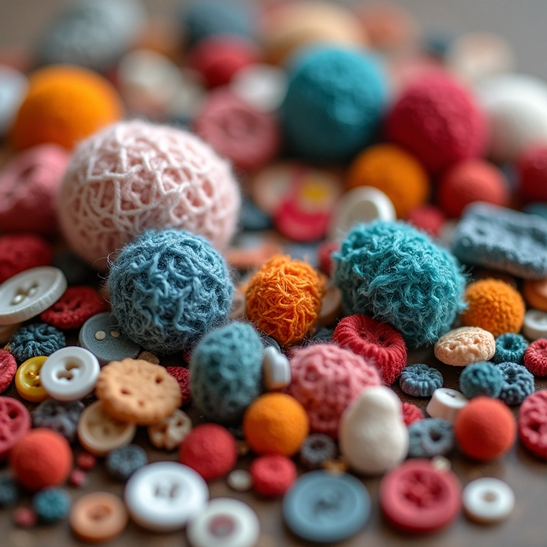 Materiais reciclados para artesanato de amigurumi.