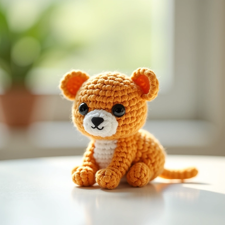 Mini álbum de fotos de crochê amigurumi.