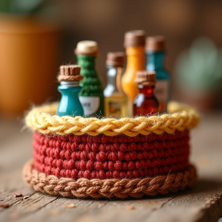 Mini bar de caixote de crochê.