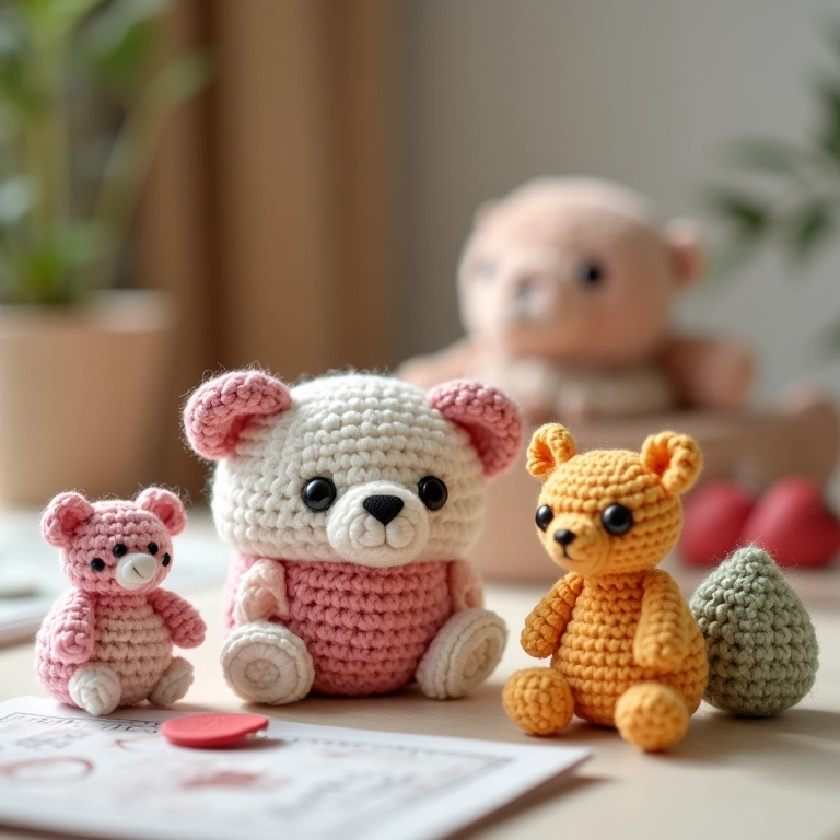 Mini caixinhas decoradas de crochê amigurumi.