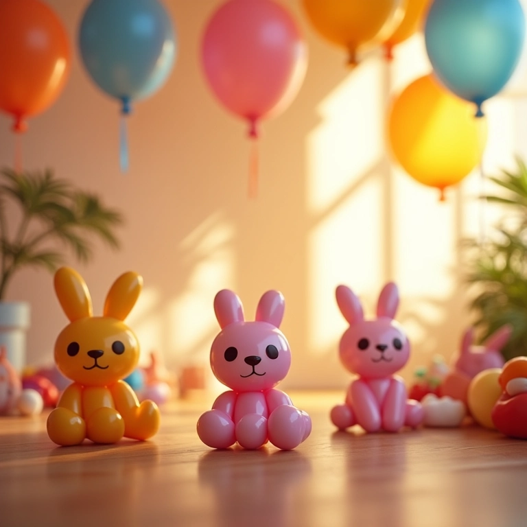 Mini esculturas de balões em crochê.