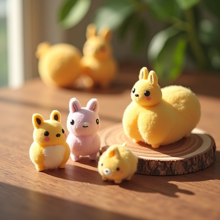 Mini sabonetes artesanais com embalagem de crochê amigurumi.